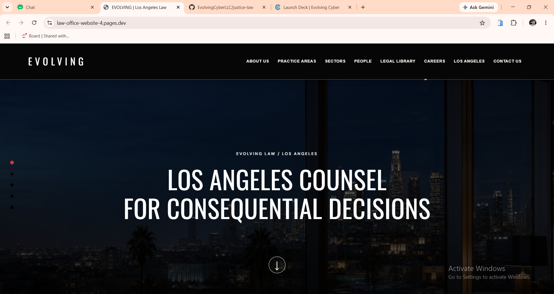 Evolving Law Los Angeles website template screenshot